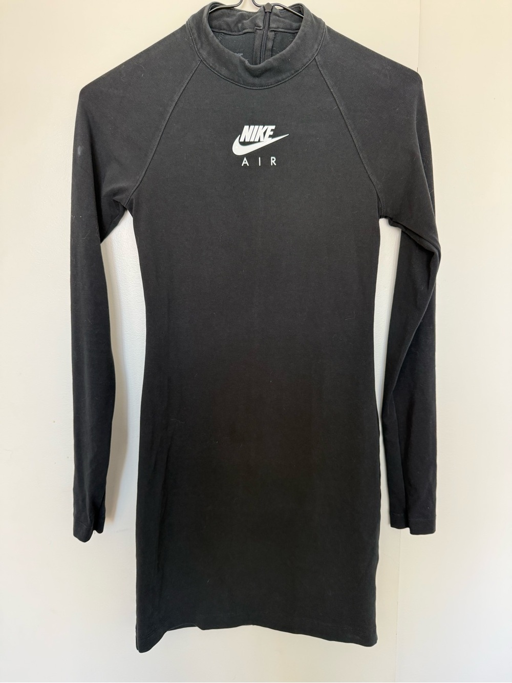 Nike Black Long Sleeve Fitted Casual Dress with White Air Logo